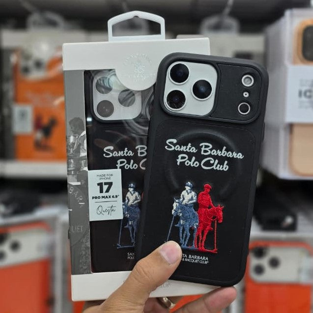 SANTA BARBARA iPhone 17 Pro Max ケース Santa Barbara Polo Club Black Case iPhone 17 Pro Max – Coverwalay