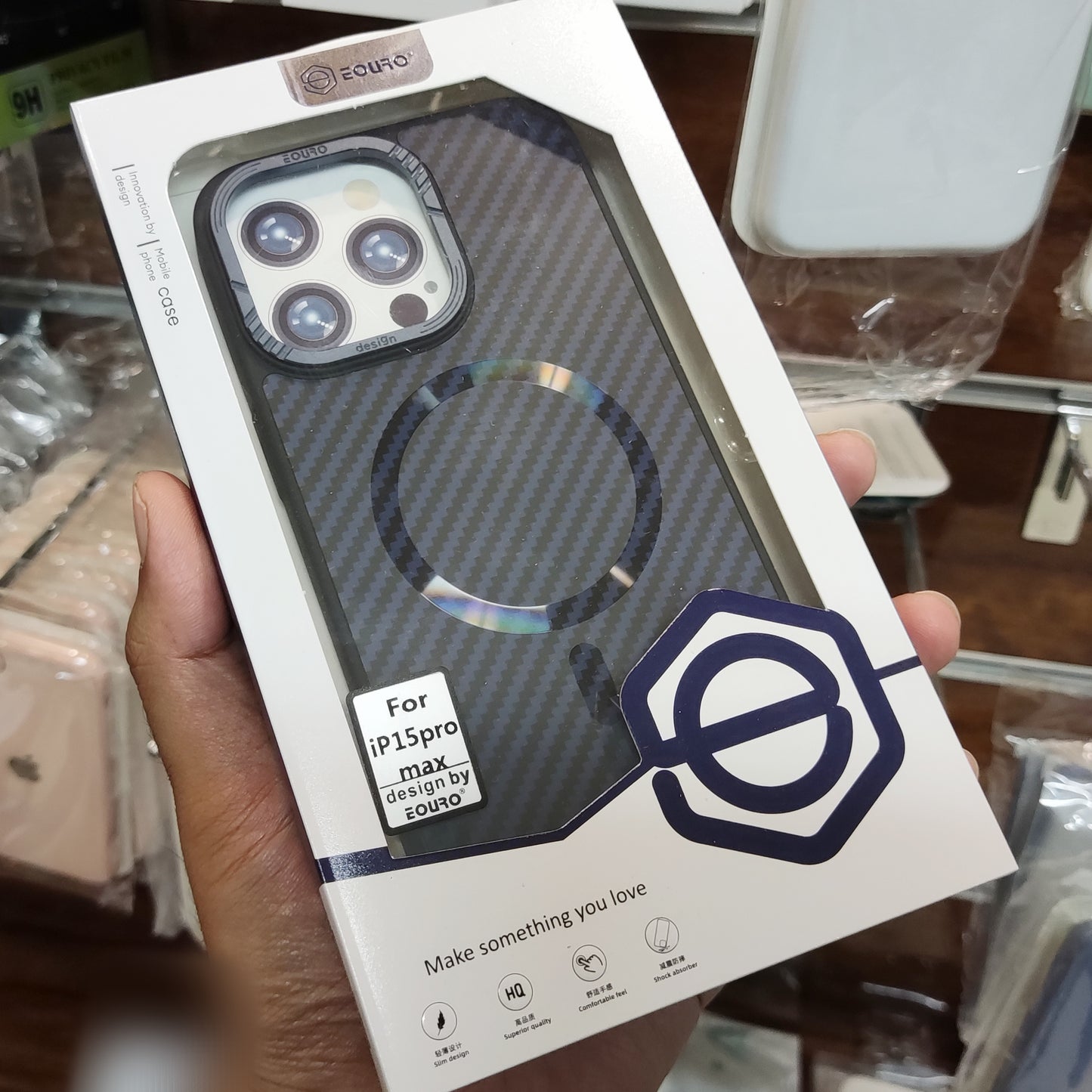 ERO Textured Matte Finish Magsafe Blue Titanium Back Cover (iPhone 15 Series)