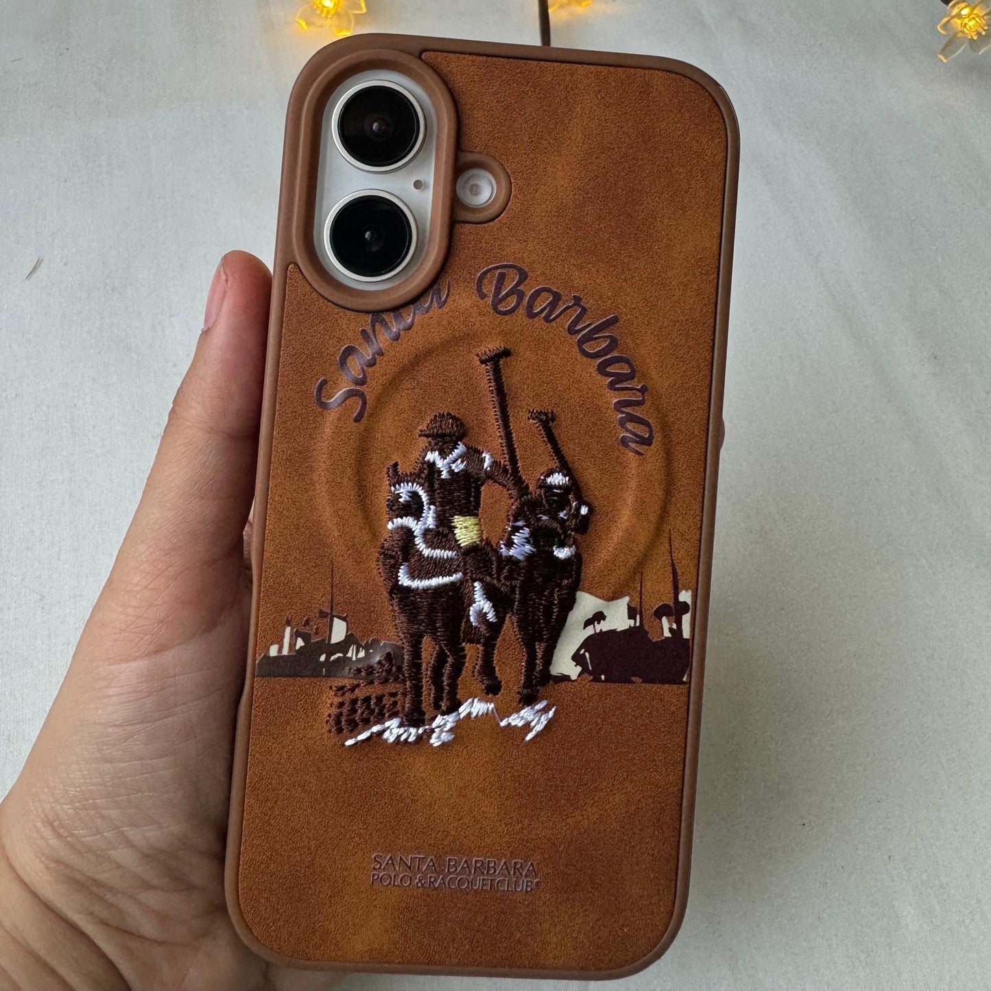 Santa Barbara Polo Embossed Leather Case | iPhone 14 / 15 / 16 Series