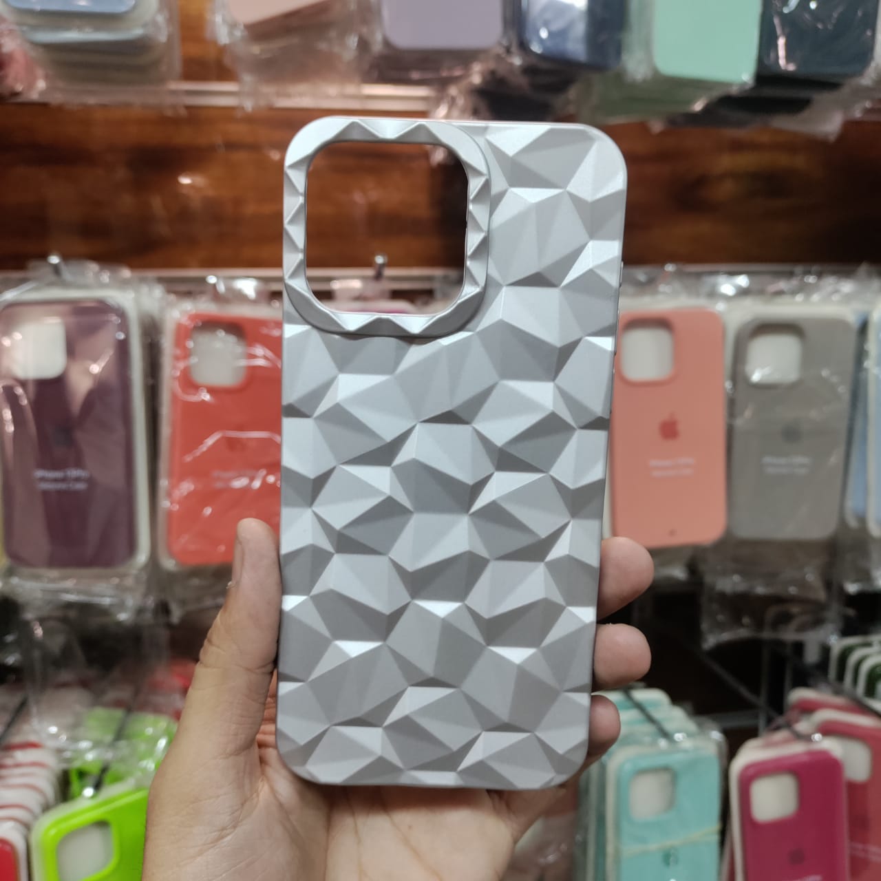 Diamond Silver Puffer Soft Protective Case (iPhone 15 Series)