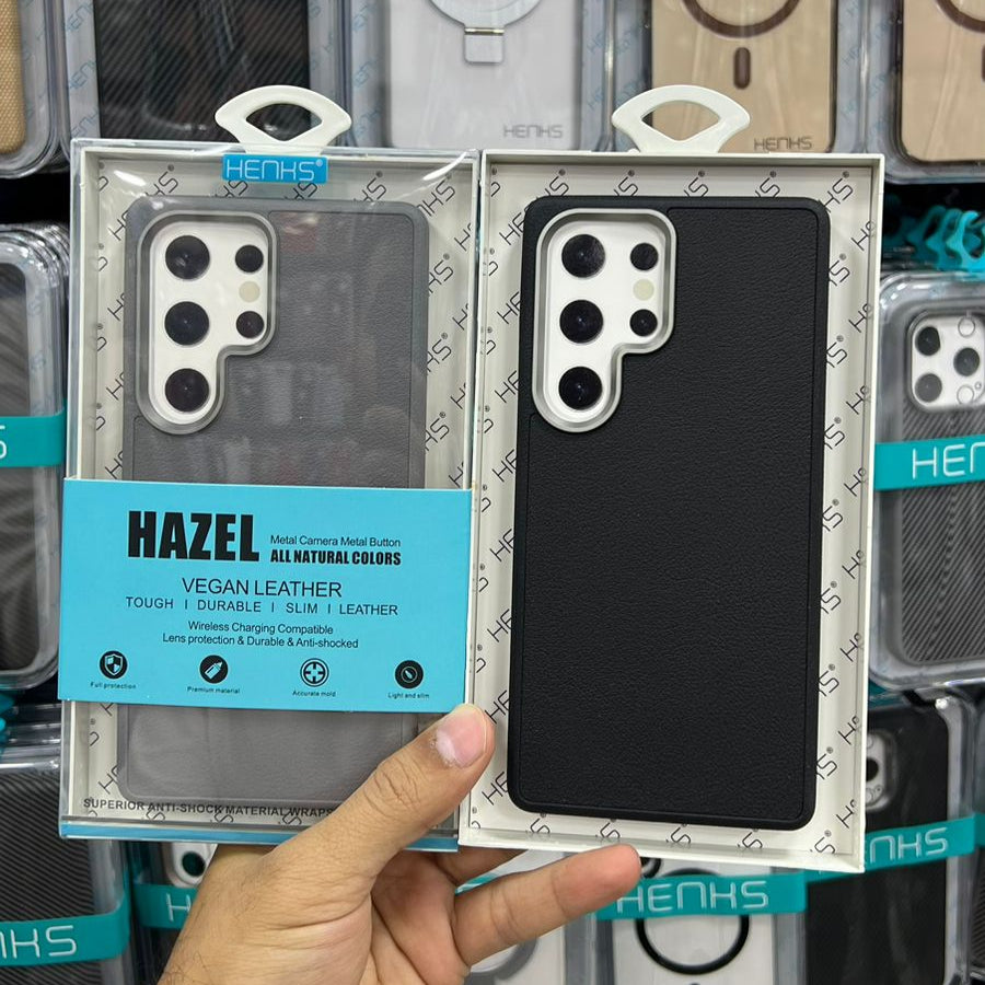 Hazel Vegan Leather Case for Samsung Galaxy S25 Ultra | Black and Grey