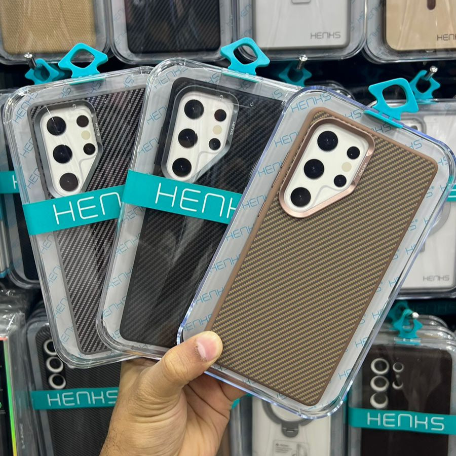 HENKS Textured Armor Case for Samsung Galaxy S25 Ultra | Carbon Grey, Black & Brown