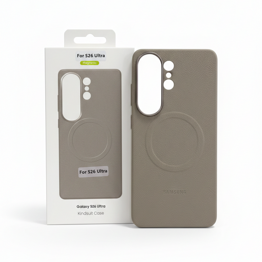 Samsung S26 Ultra MagSafe Leather-Texture Back Cover | Slim Grip Case