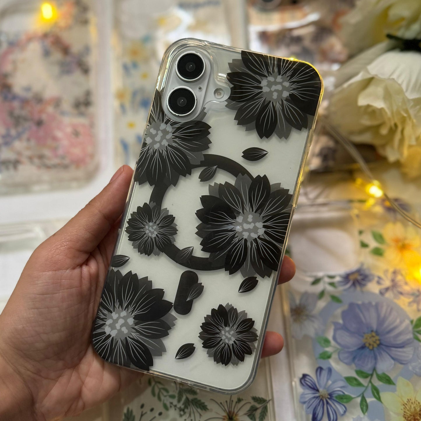 Floral Design Transparent iPhone Back Cover