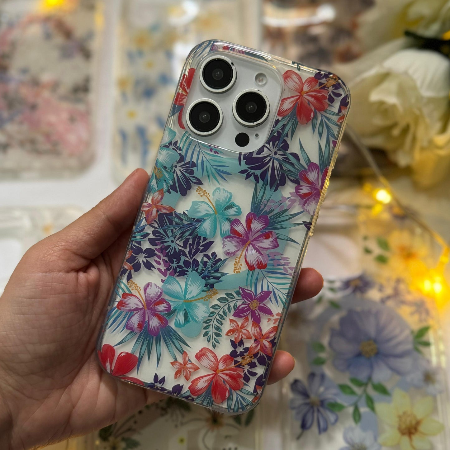 Floral Design Transparent iPhone Back Cover