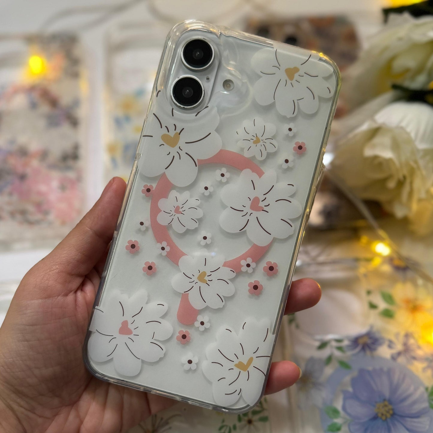 Floral Design Transparent iPhone Back Cover
