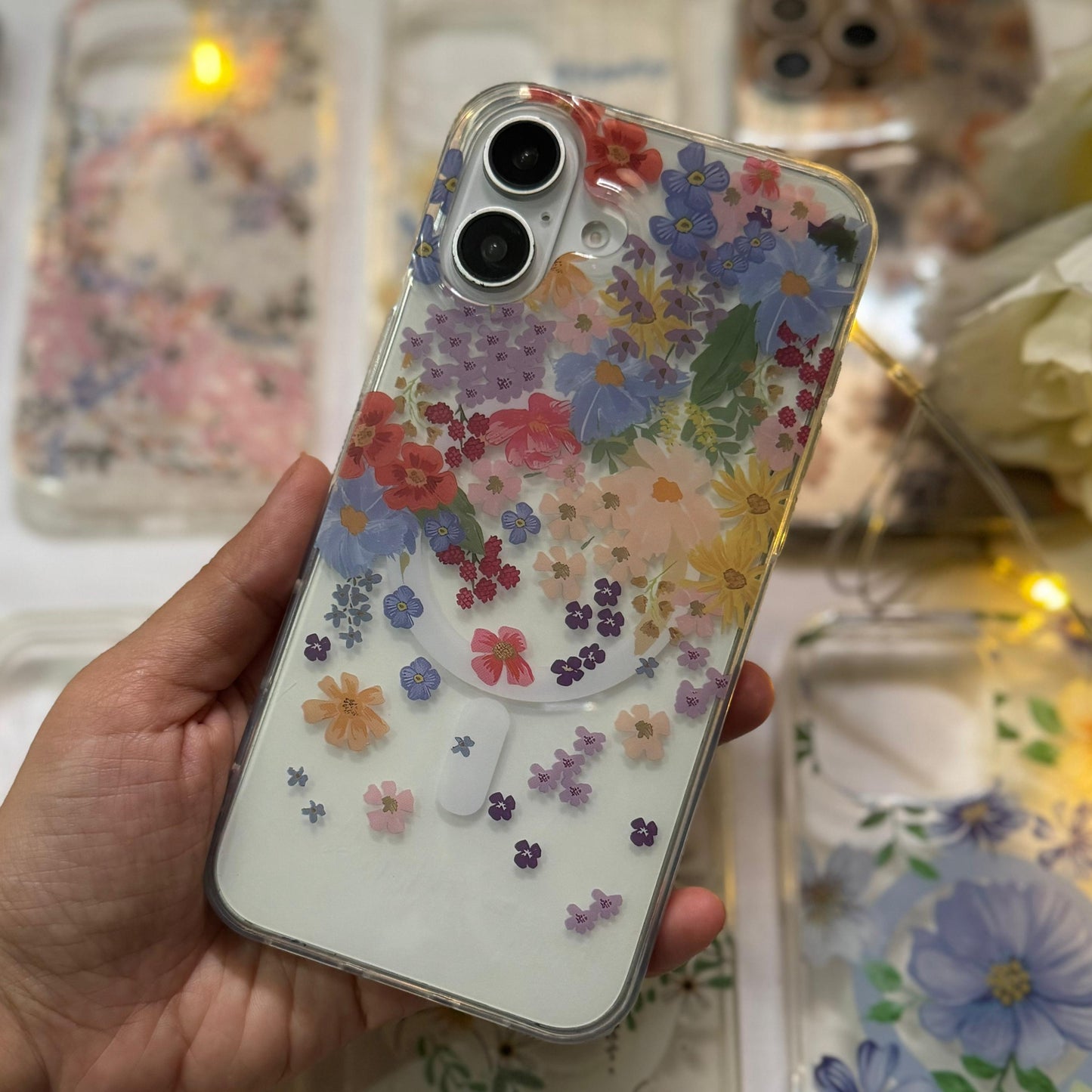 Floral Design Transparent iPhone Back Cover