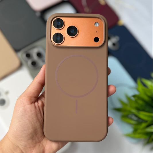 Brown Silicone MagSafe Case | Slim Protective Back Cover for iPhone