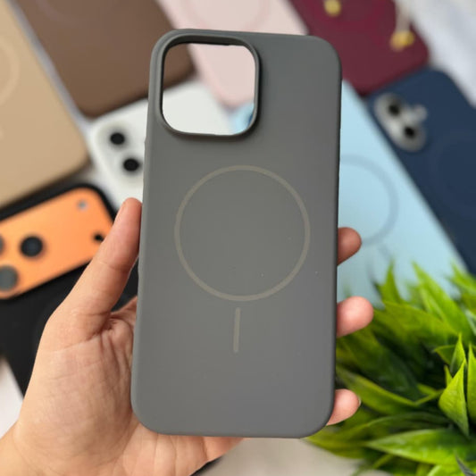 Charcoal Gray Silicone MagSafe Case | Slim Protective Back Cover for iPhone