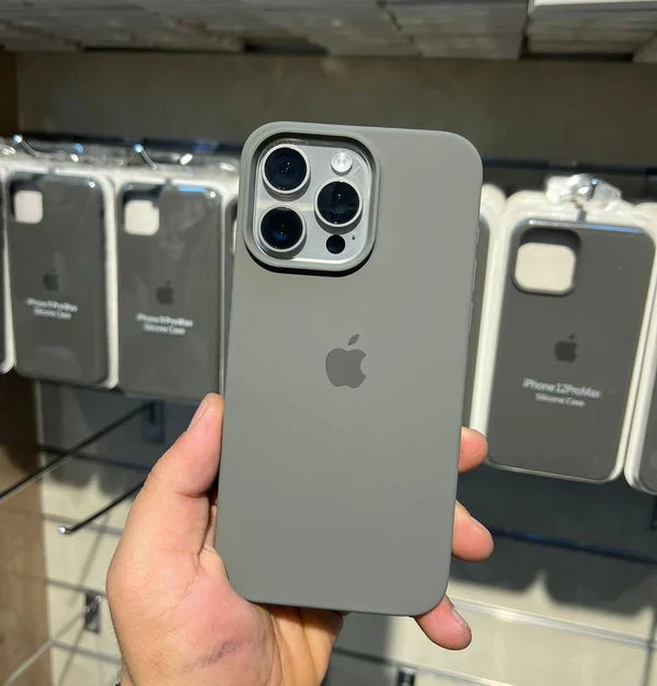 iPhone 15 Pro Max Liquid Silicon Charcoal Gray iPhone Back Cover (NO #47)