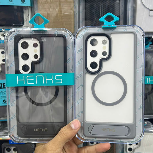 HENKS MagSafe Kickstand Case for Samsung Galaxy S25 Ultra | Frosted White and Black