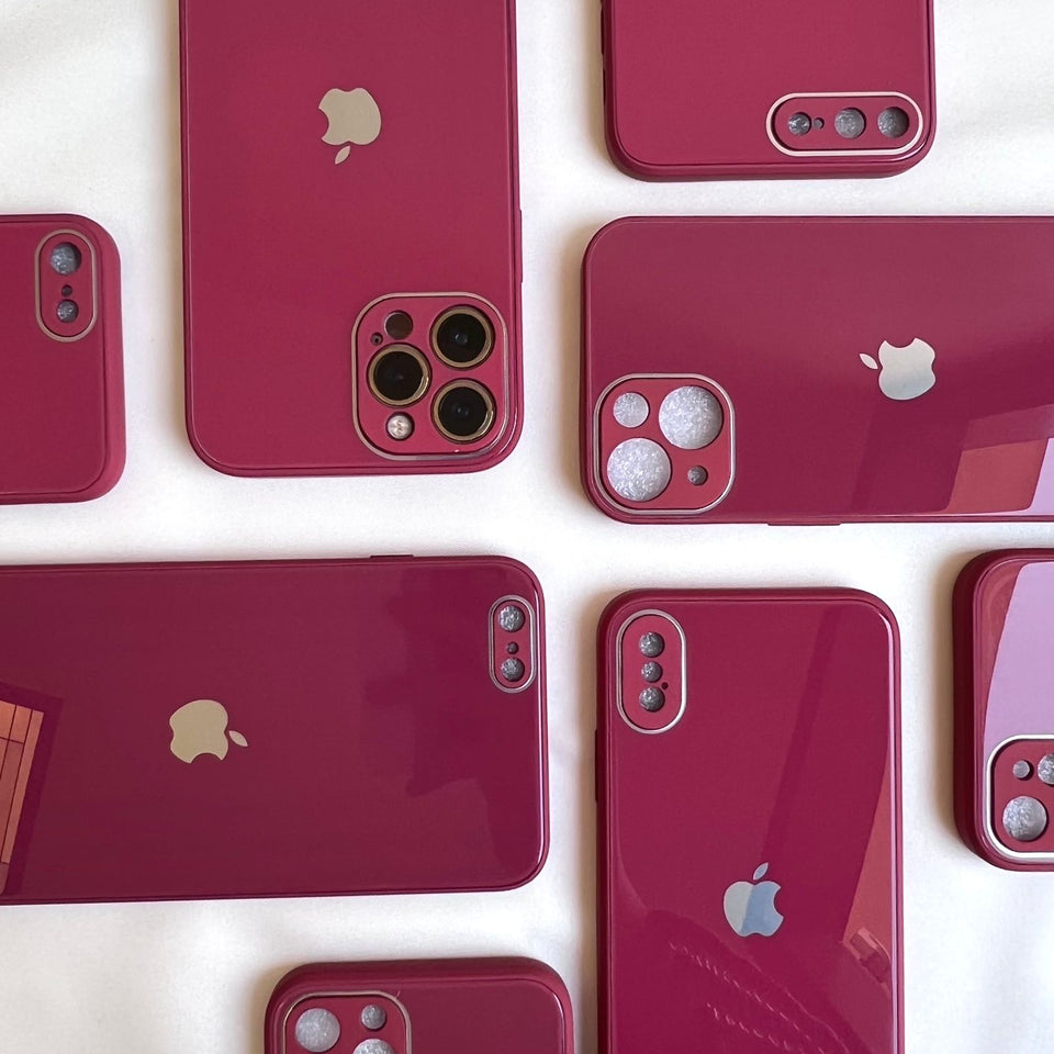 HOT PINK SHINY GLASS CASE