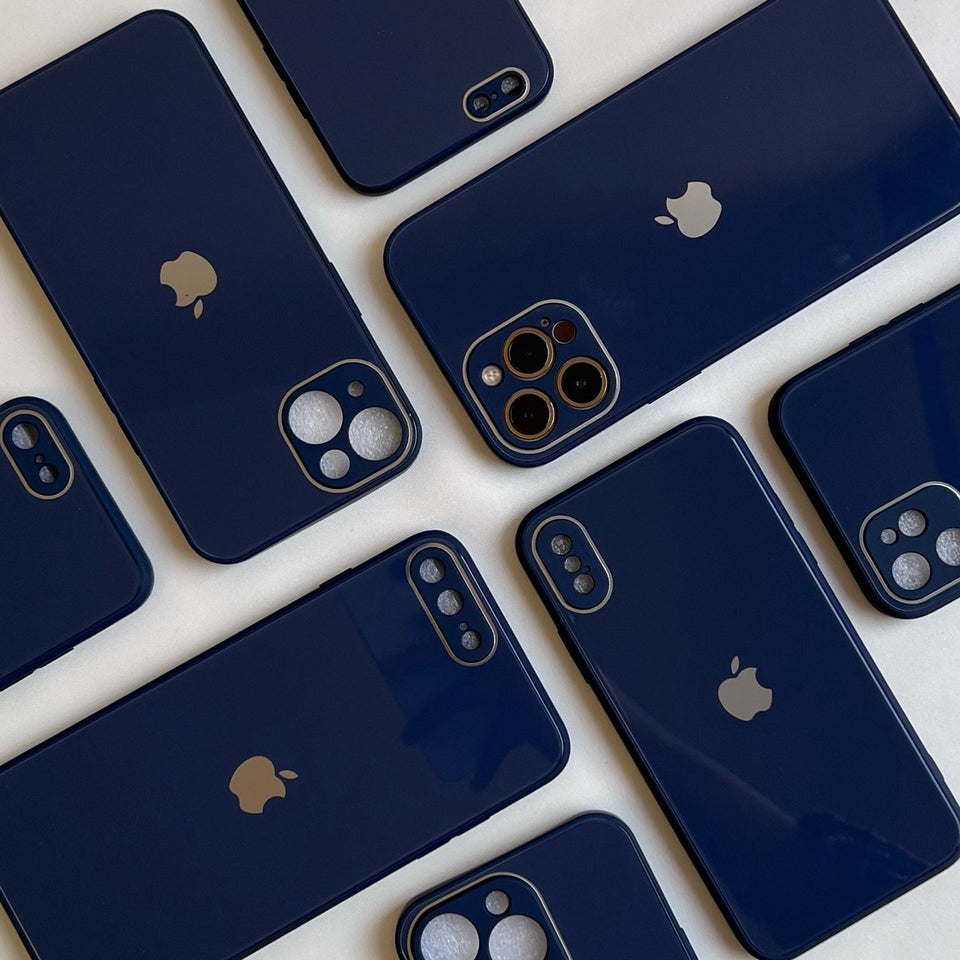 NAVY BLUE SHINY GLASS CASE