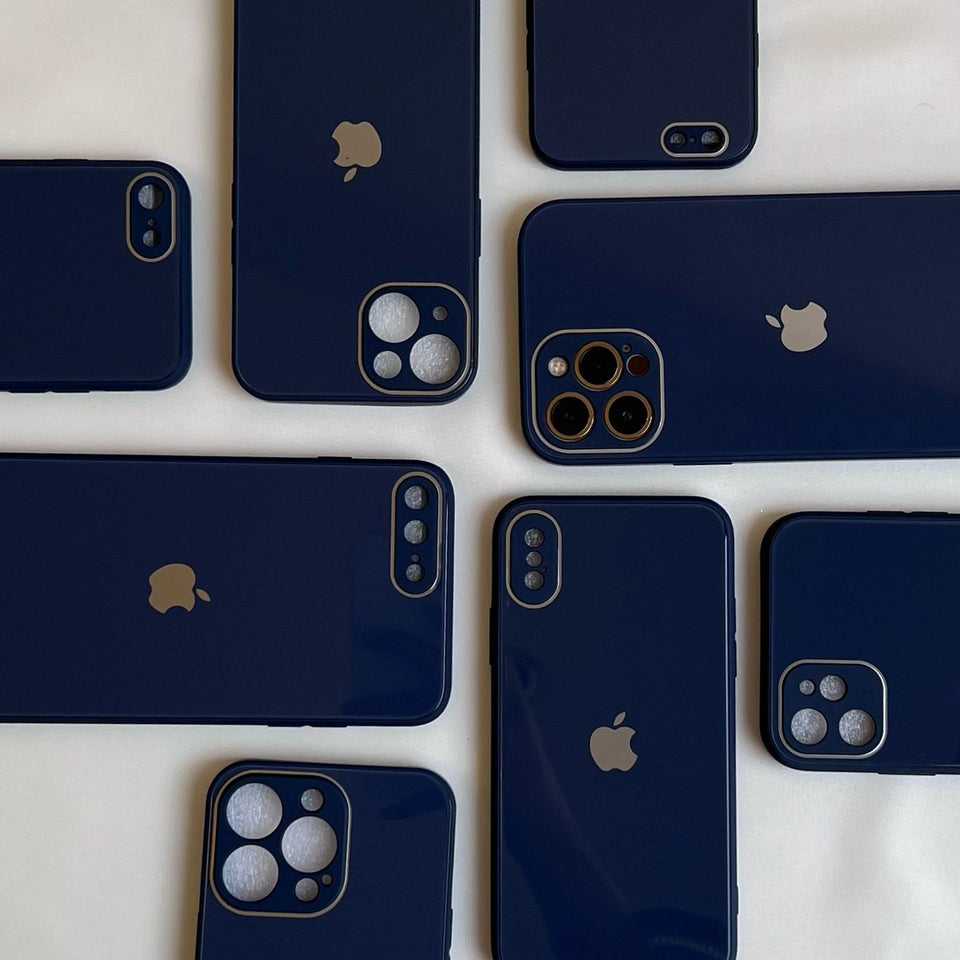 NAVY BLUE SHINY GLASS CASE